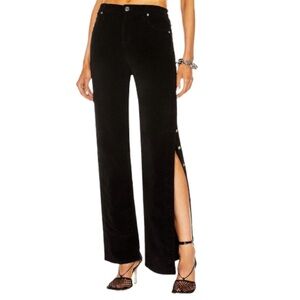 NWT RtA Michael Black Velvet Wide Leg Snap Slit Jeans- Sz 27